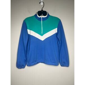 Vintage 90s Women's 1/4 Zip Pullover Track Jacket Sweatshirt Color Block Size S